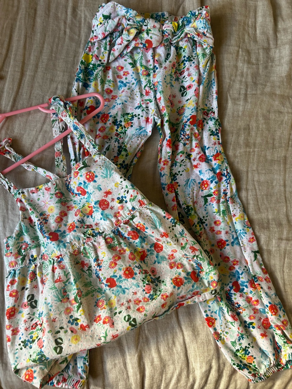 4-5t Floral Print Summer tank and pant set